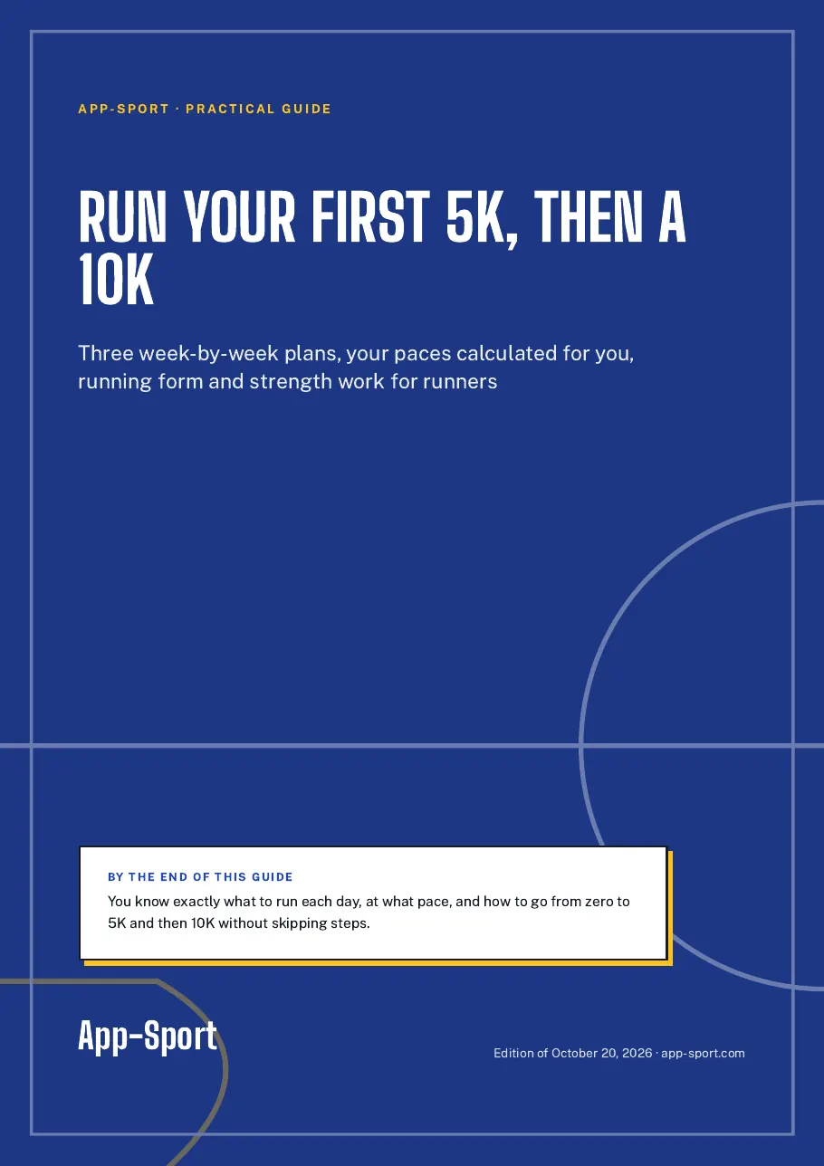 Cover page of the PDF guide "Run Your First 5K, Then a 10K"