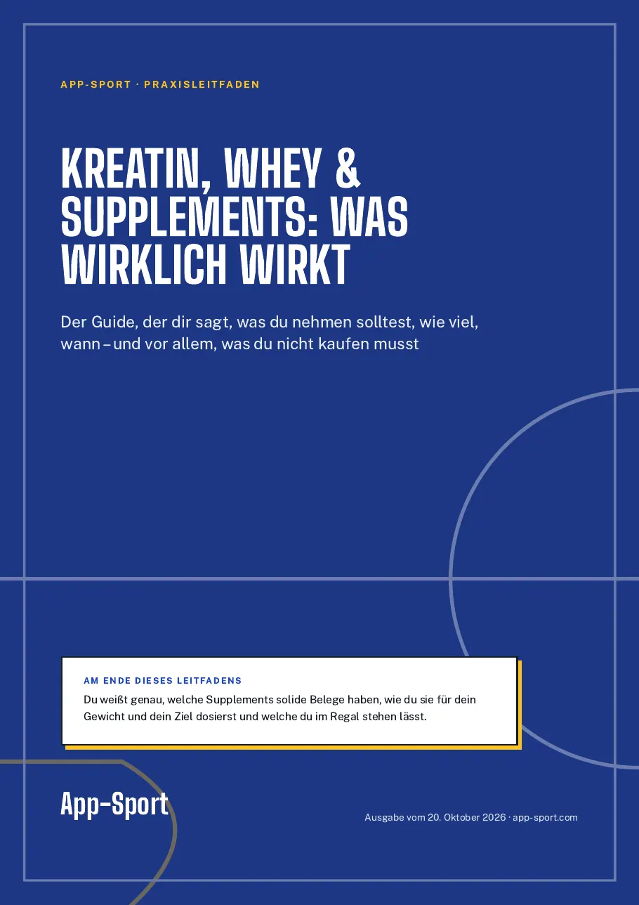 Titelseite des PDF-Ratgebers „Kreatin, Whey & Supplements: Was wirklich wirkt“