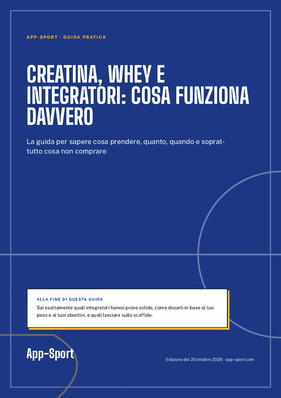 Copertina della guida PDF «Creatina, whey e integratori: cosa funziona davvero»