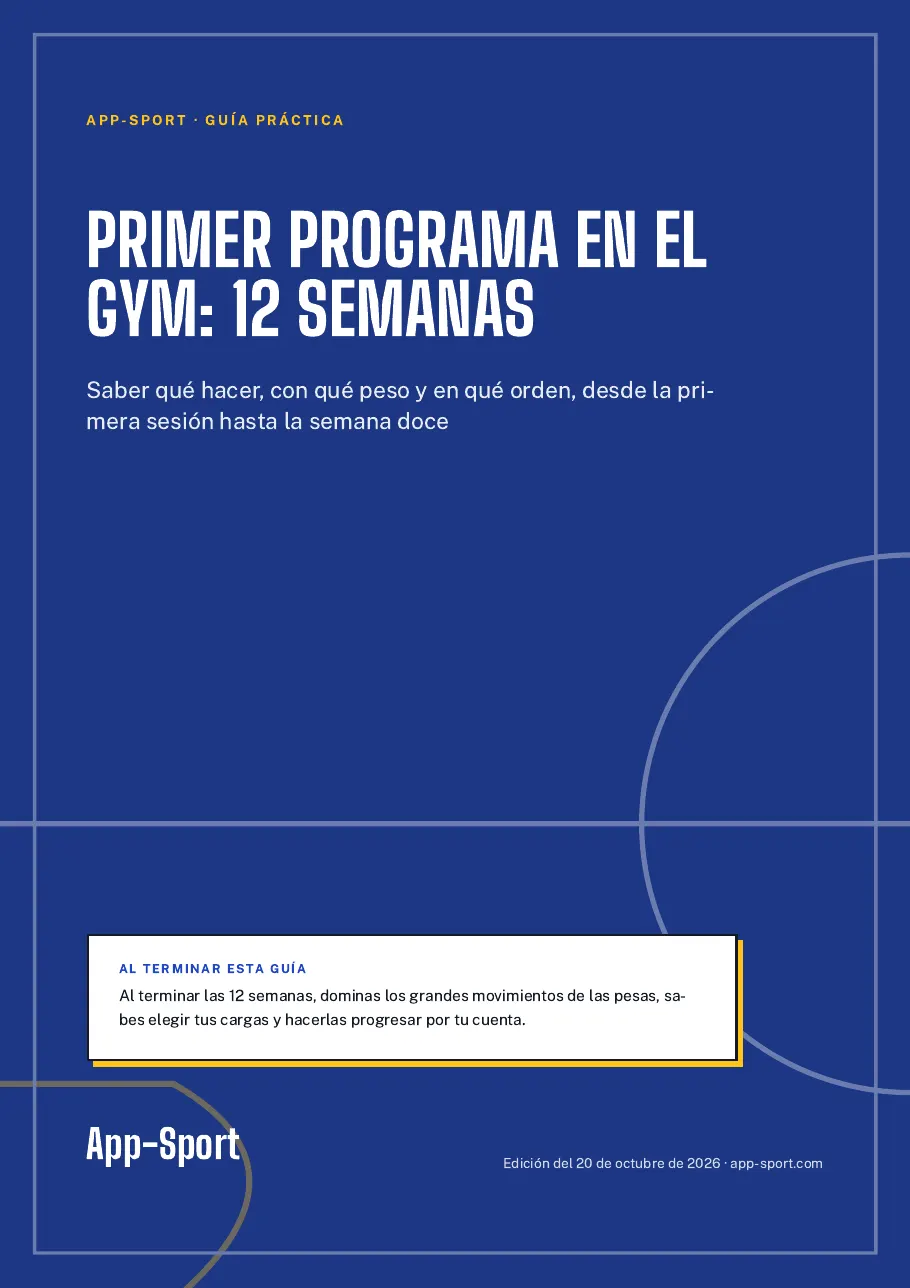 Portada de la guía PDF «Primer programa en el gym: 12 semanas»