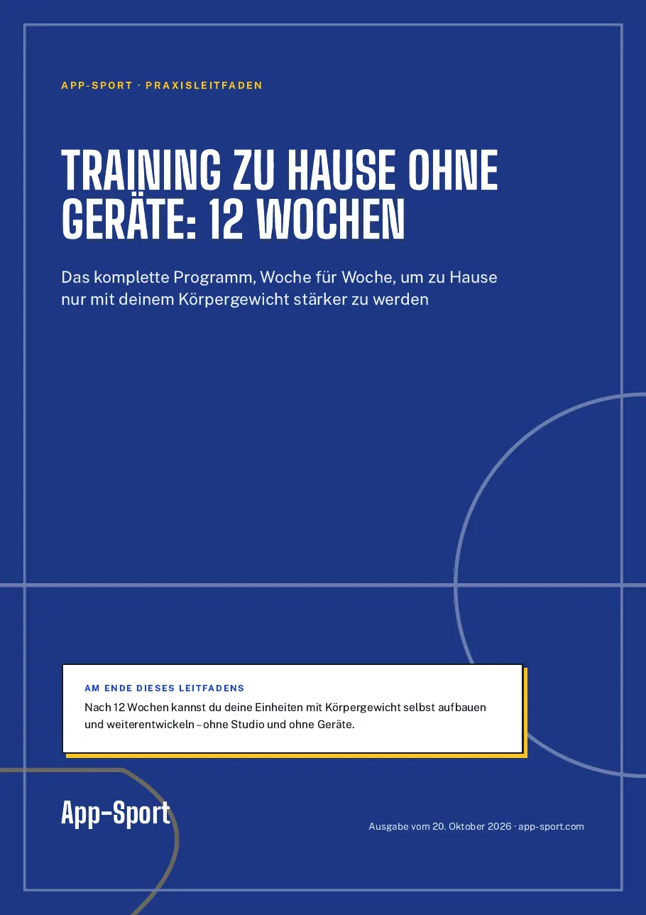 Titelseite des PDF-Ratgebers „Training zu Hause ohne Geräte: 12 Wochen“