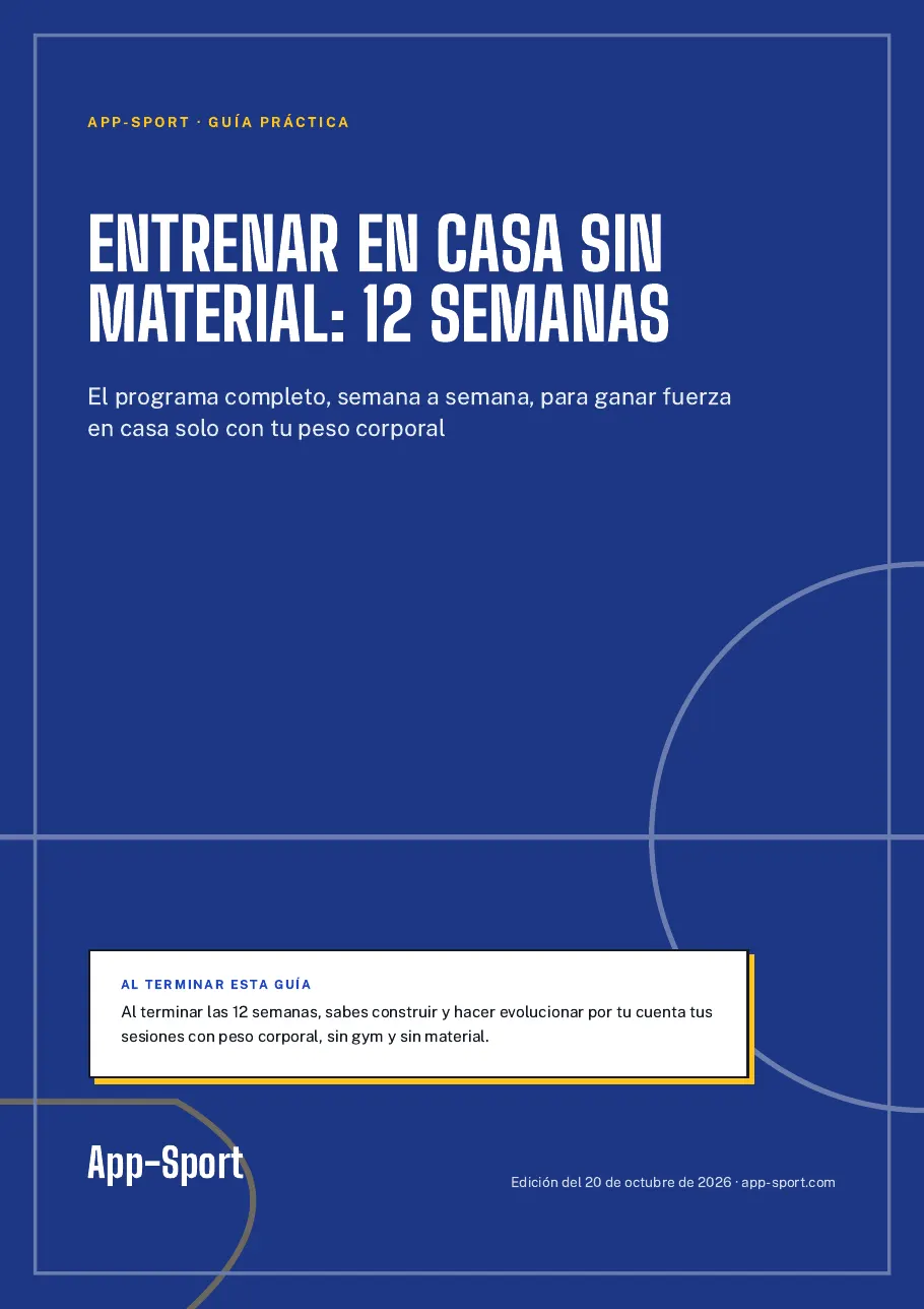 Portada de la guía PDF «Entrenar en casa sin material: 12 semanas»