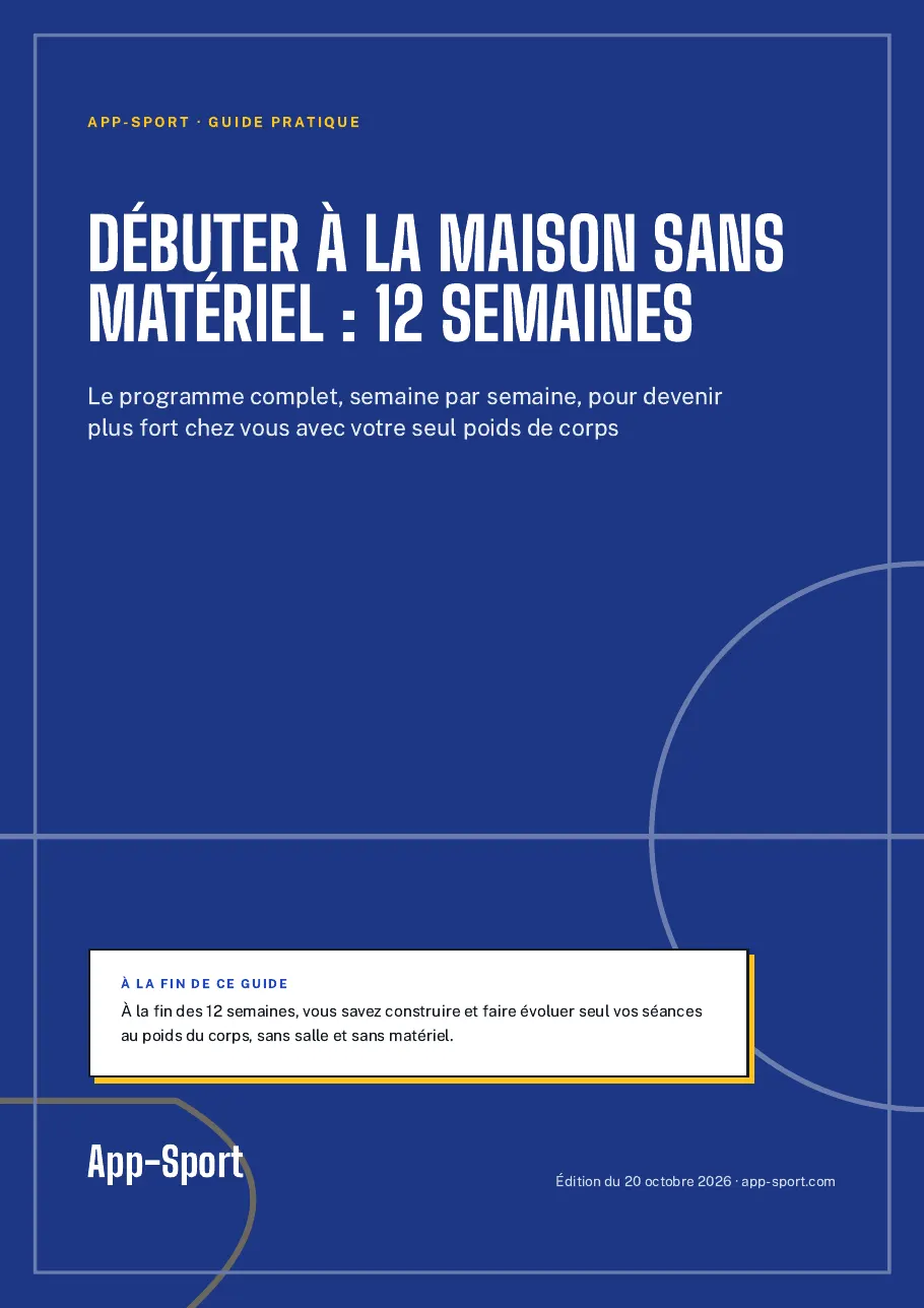 Page de couverture du guide PDF « Débuter à la maison sans matériel : 12 semaines »