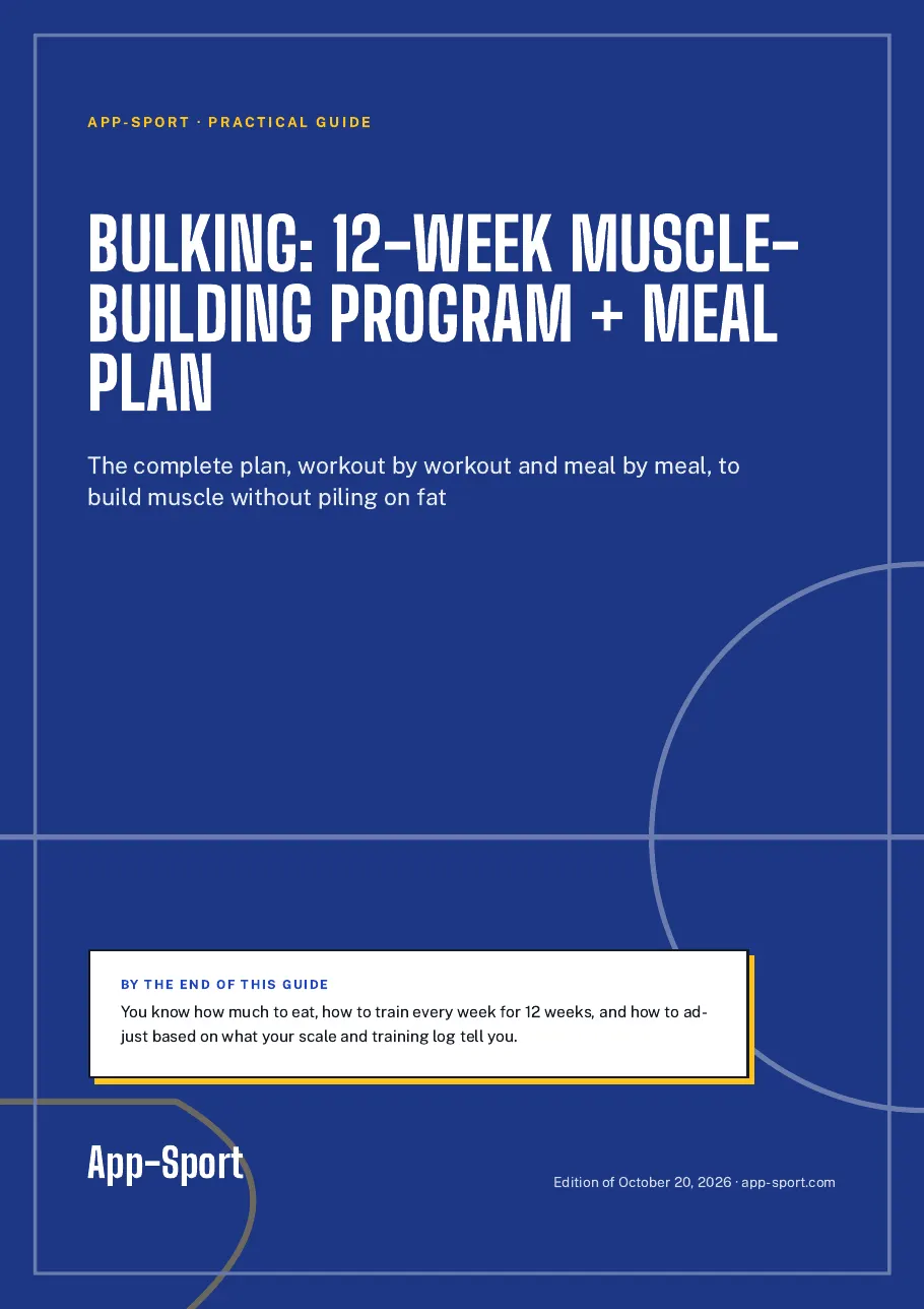Cover page of the PDF guide "Bulking: 12-Week Muscle-Building Program + Meal Plan"