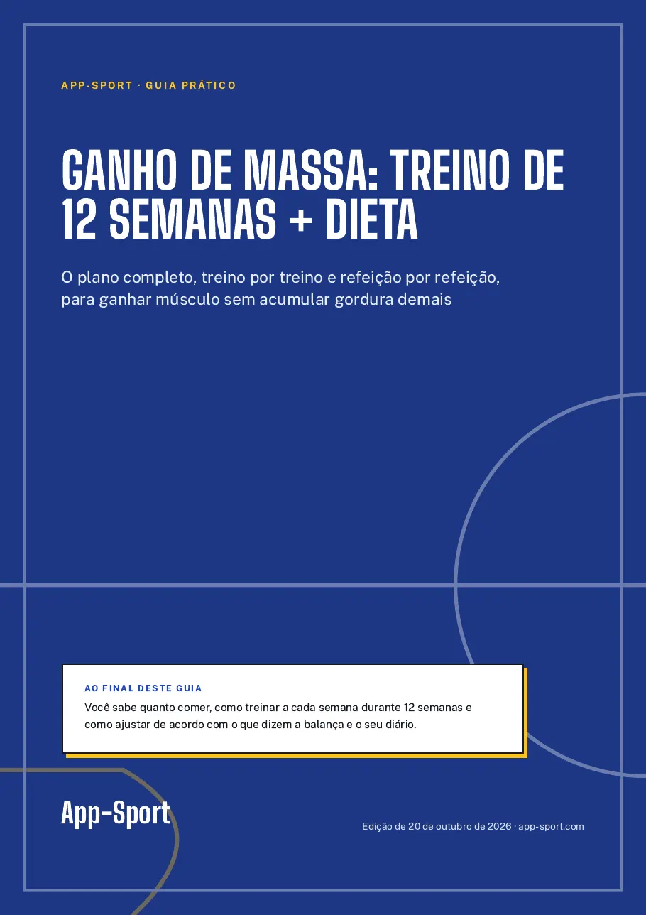 Capa do guia PDF “Ganho de massa: treino de 12 semanas + dieta”