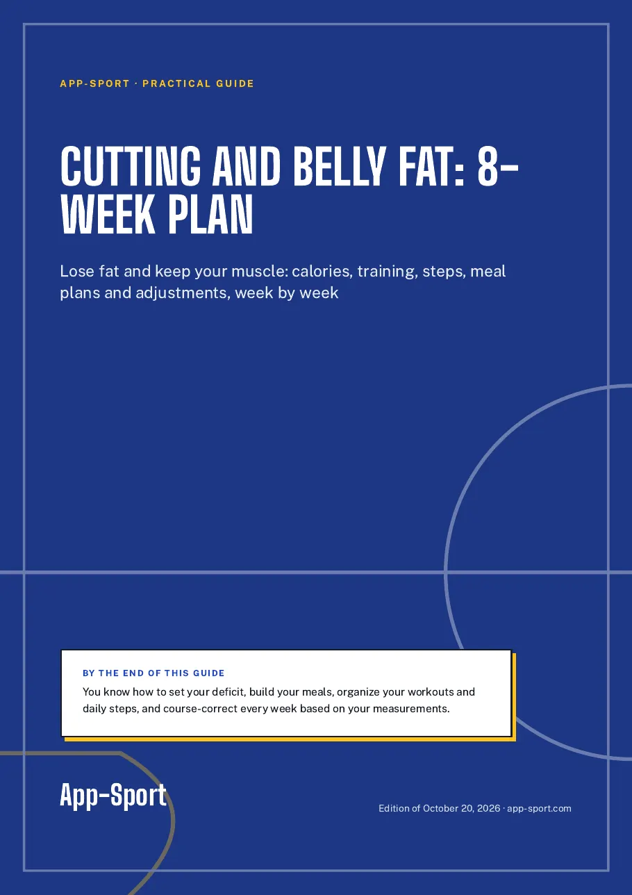 Cover page of the PDF guide "Cutting and Belly Fat: 8-Week Plan"