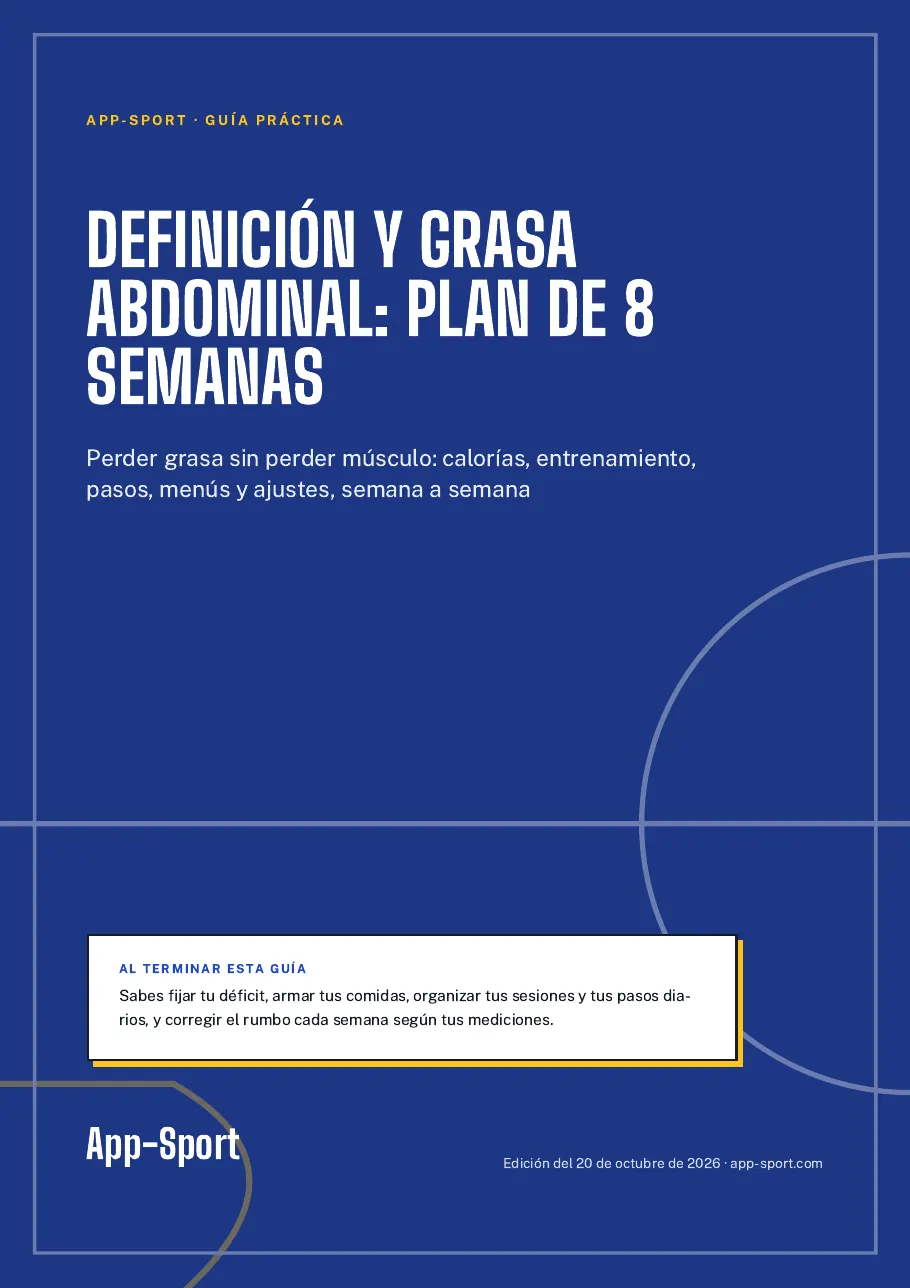 Portada de la guía PDF «Definición y grasa abdominal: plan de 8 semanas»