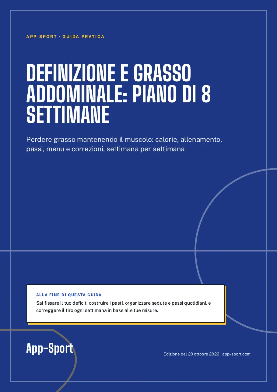 Copertina della guida PDF «Definizione e grasso addominale: piano di 8 settimane»