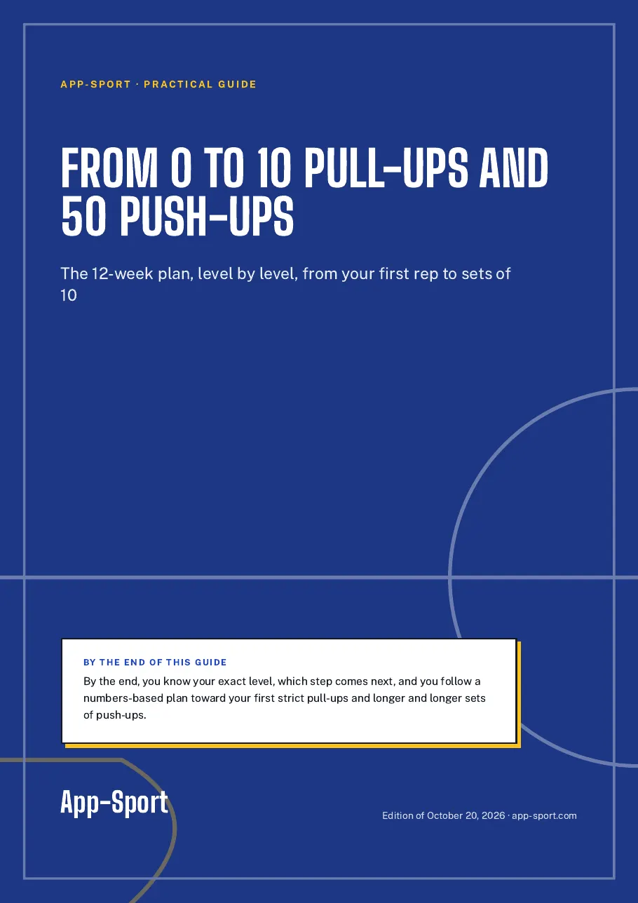 Cover page of the PDF guide "From 0 to 10 Pull-Ups and 50 Push-Ups"