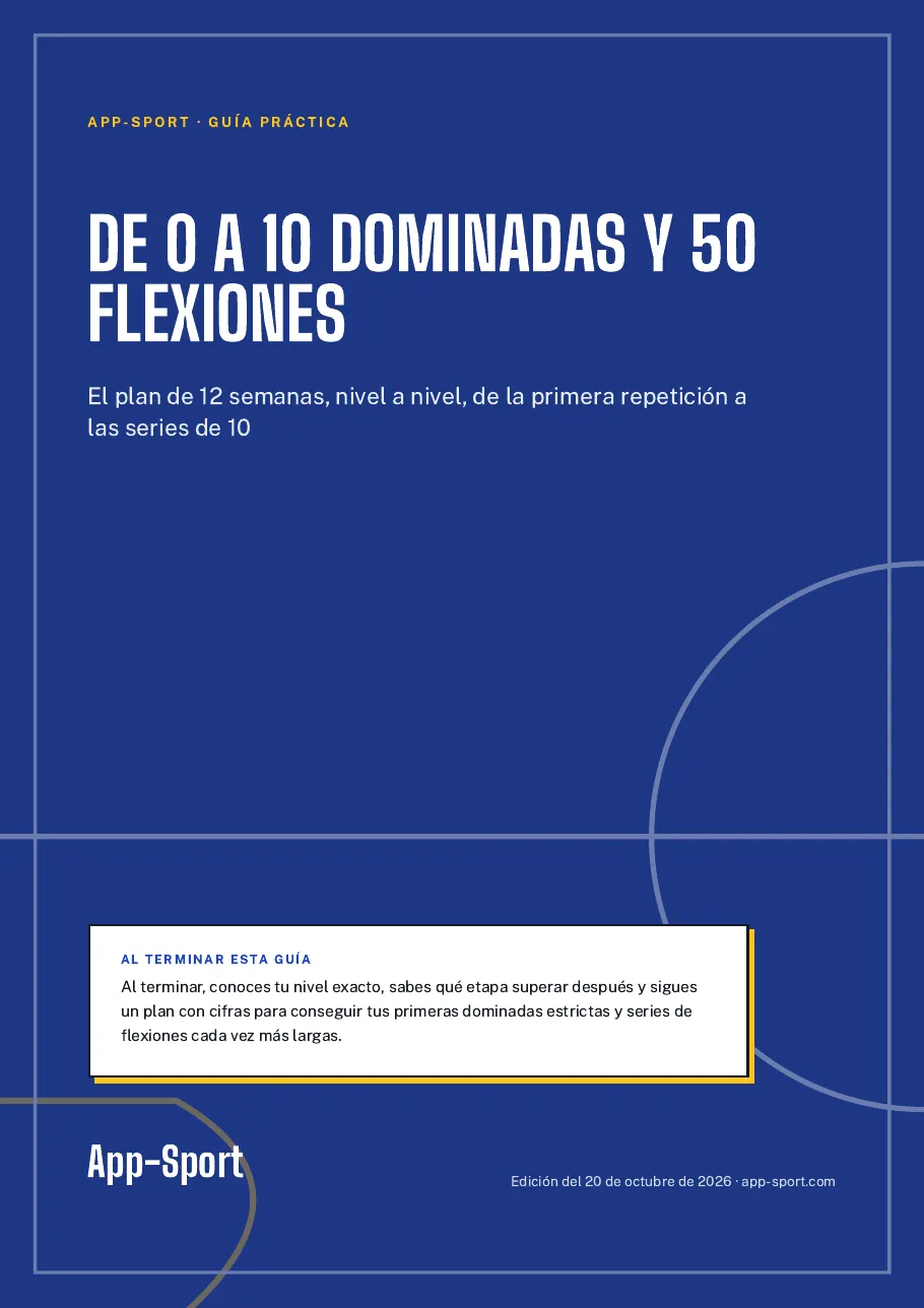 Portada de la guía PDF «De 0 a 10 dominadas y 50 flexiones»